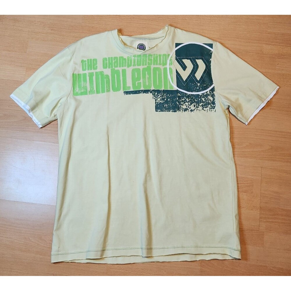 Men's Vintage Wimbledon T-shirt Championships Size XL Cotton Yellow Rare